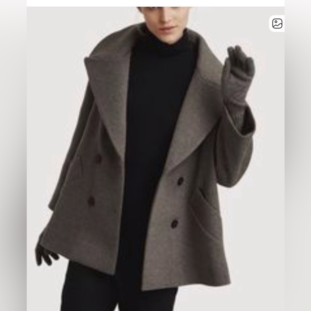 Kit and Ace Gray Wool And Cashmere Pea Coat Size L